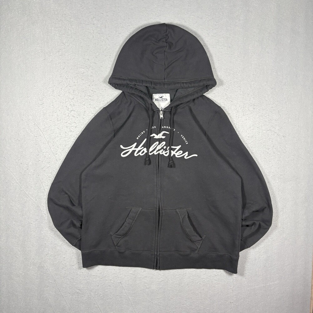 Vintage y2k Hollister Co. malibu grey zip up hoodie men’s Size XL